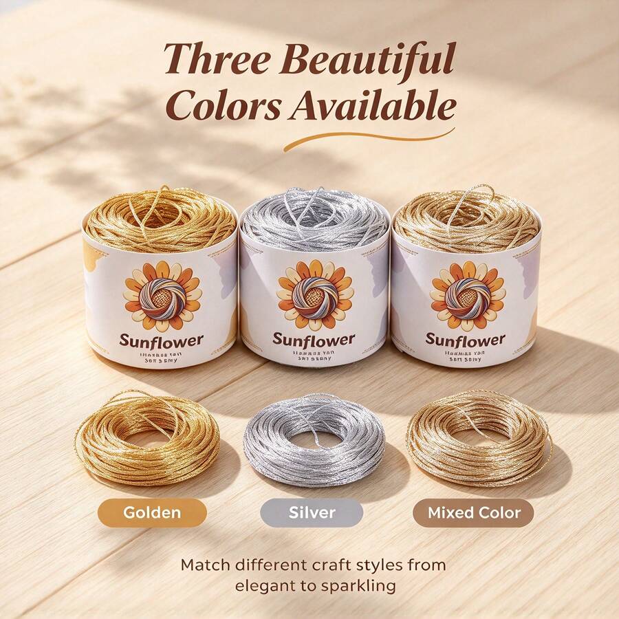 Ruy băng kim loại polyester 2mm 100m, màu xanh sáng & vàng, bền & đa năng, dùng cho đồ thủ công DIY, làm trang sức, gói quà, trang trí Giáng sinh & phụ kiện thủ công, ruy băng gói quà | Ruy băng sáng | Ruy băng bền - nhiều màu - Xem 1