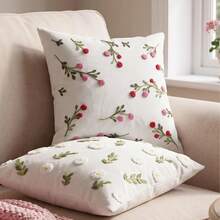 FAUNUS 1pc Cute Daisy Leaf Floral Embroidered Pillowcase, Soft Floral Cushion Cover, Girls Bedroom Aesthetic Room Decor, Comfortable Sofa Living Room Spring Home Decor Pillowcase, Pillow Insert Not Included - Multicolor - View 7