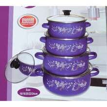 10-Piece Cookware Set, 5 Floral-Pattern Pots With Glass Lids, 16/18/20/22/24 Cm, Random Colour Delivery - View 8