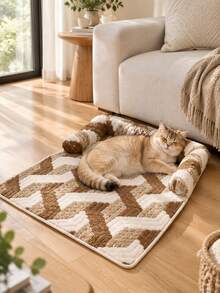 1pc Luxury Warm Flannel Pet Bed Mat, Flannel Sofa Protector Pad, Neck Pillow Design, Warm Dog Bed For Autumn/Winter, Pet Holiday Gift, Suitable For Cats And Dogs - Multicolor - View 12