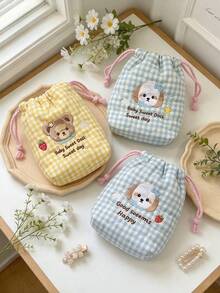 1pc Cute Love Quilted Camera Bag, Cartoon CCD Storage Bag, Camera Bag, Soft Material, Anti-Drop & Dust-Proof, Small Pouch,Minimalist & Portable - Multicolor - View 2