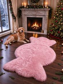 1pc Faux Fur Christmas Twisted Candy Shaped Rug, Red Faux Fur Candy Design Floor Mat, Unique Holiday Home Decor, Suitable For Bedroom, Bathroom, Kitchen, Entryway, Perfect Christmas Gift For Friends, Seasonal Decorative Mat With Holiday Design, Christmas Decoration, Perfect Christmas Gift, Perfect For Christmas And New Year Celebrations, Decorative Rug, Bedroom Decor, Small Rug, Rug, Home Decor, Living Room Rug - Multicolor - View 5