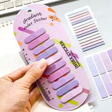 3pcs Assorted Sticky Notes Set, Gradient Macaron Purple Series, School Student Textbook Reading Marker Tabs, Index Tabs, Holiday Friend Gift, Office Stationery Classification Label Stickers, PET Material Transparent - one-size - View 4