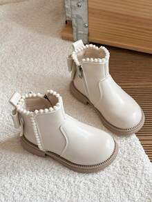1 Pair Kids Autumn/Winter New Style Little Girls Soft Sole Fashion Versatile Outdoor Non-Slip Warm Ankle Boots - Beige - View 8