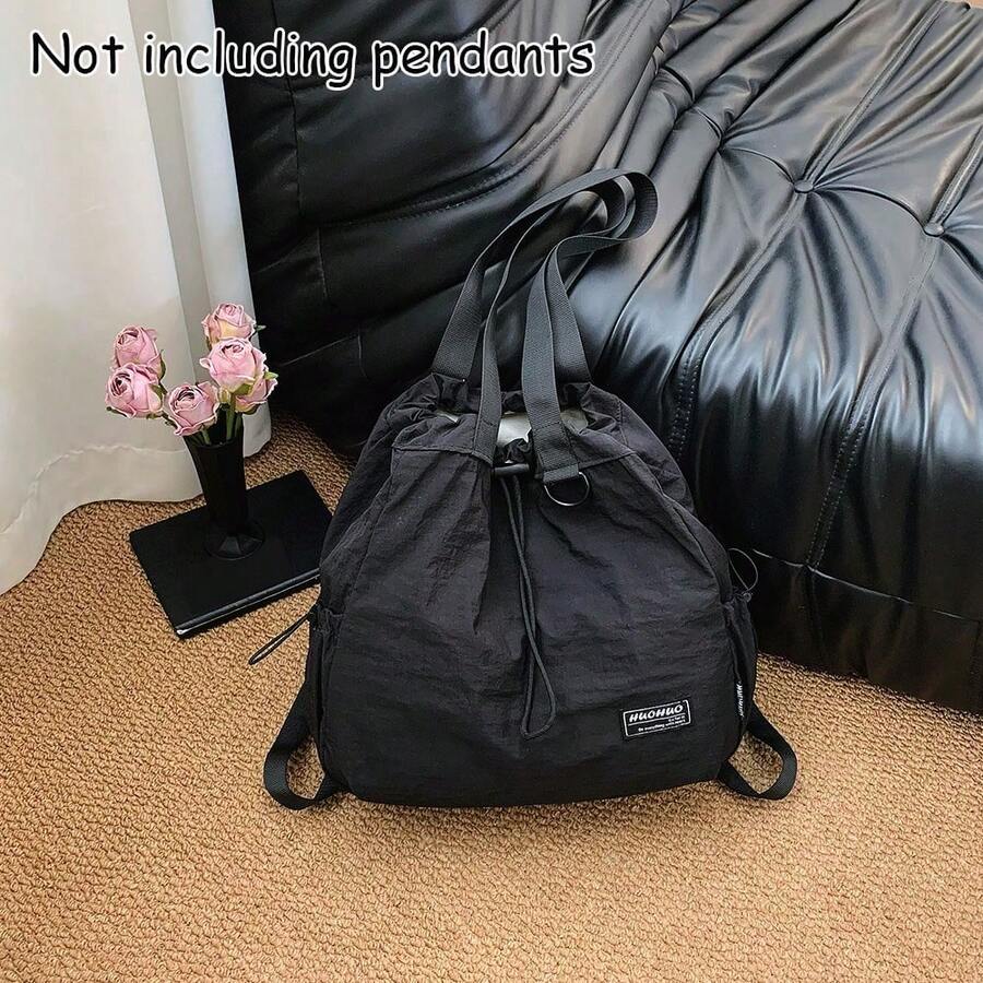 Mochila convertible con cordón, gran capacidad, múltiples bolsillos de almacenamiento, para escuela, uso diario, viajes y desplazamientos, de nailon ligero con correa de hombro desmontable - Multicolor - Ver 1