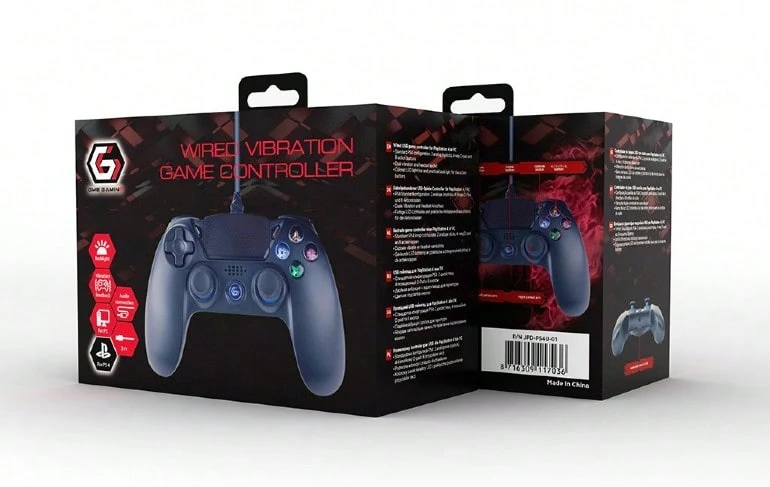 Avant جهاز تحكم سلكي من Gembird ل- PS4 والكمبيوتر، أسود. جهاز تحكم ألعاب سلكي USB متوافق مع PS4 والكمبيوتر، يتميز باهتزاز مزدوج وإضاءة LED وتصميم مريح. - مشاهدة 1