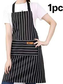 1pc Adjustable Bib Apron With 2 Pockets, Chef Cooking Kitchen Restaurant Apron, Unisex - Multicolor - View 8