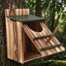 Outdoor Wooden Owl Nesting Box, Carbonized Wood Hanging Tree Birdhouse, Rainproof Bird House For Garden And Yard, Bird Watching Accessory - Owl Nest - View 3