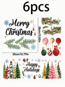 Christmas Window Stickers, Merry Christmas Holiday Static Window Decals, Christmas Ball Pine Cone Snowflake Christmas Tree Stickers, Suitable For Home Store Window Glass Holiday Party Decoration - Merry Christmas Window Decals - View 9