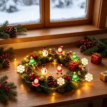 1pc Christmas LED Mixed String Lights, Santa Claus, Christmas Tree, Snowman & Snowflake Fairy Lights, Festive Decorative Lights For Tree Branches, Shop Windows, Living Room, Tabletop, Christmas, Ramadan, Wedding, Engagement & Party Decor - Christmas Mixed String Lights - View 9