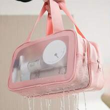 Double Layer Dry & Wet Separation Toiletry Bag, Transparent Large Capacity Makeup Bag, Lightweight Travel Toiletry Bag, Handbag Suitable For Travel And Vacation - Multicolor - View 4