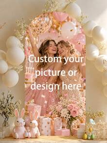 Customized Wedding Arch Fabric Decor Cover, Personalized Photo Name Date Text, Polyester Double-Sided Elastic Backdrop, Wedding Welcome Sign, Spandex, Event Background Curtain - Multicolor - View 5