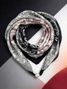 1pc Animal Floral Print Geometric Pattern Houndstooth Paisley Design Casual Vintage Polyester 70cm Square Scarf With Magnetic Buckle, Warm For Autumn/Winter, Suitable For All Seasons - Multicolor - View 20