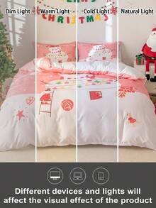 3-Piece Snowman Duvet Cover Set (1 Duvet Cover And 2 Pillowcases), Soft And Skin-Friendly, Suitable For All Seasons. - Multicolor - View 9