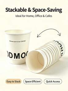 10/25/50pcs 330ml White ODMOOD Double-Layer Disposable Coffee Paper Cups, Suitable For Family Gatherings, Business Receptions - White - View 7