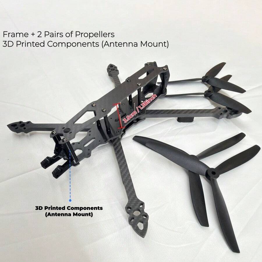 Kit Rangka FPV Serat Karbon MARK4 V2 Rangka Drone 7 Inci, Jarak Sumbu Roda 300mm, Quadcopter Freestyle Jarak Jauh, Komponen DIY dengan 2 Pasang Baling-Baling & Dudukan Antena untuk Penggemar Hobi RC - View 1