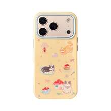 Kavenfort, Ốp điện thoại phù hợp cho Apple 18pm, 17, phong cách thiết kế tươi mới, vỏ mềm, họa tiết mèo hoạt hình dễ thương, ngọt ngào, nữ tính, hình học, Hàn Quốc, dễ thương, độc đáo, chủ đề thú cưng, phong cách soft girl. - Màu vàng xoài - Xem 5