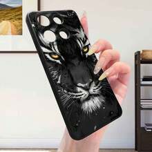 1pc Fashionable Fierce Tiger Pattern Design Element TPU Straight Edge Thin Full Lens Protection Phone Case Compatible With Samsung Galaxy S26Ultra/S26 Plus/S26/S25/S24/A16/A37/A57/ A40/A60/Honor X8B/X9B/ Note/ 13C/A3 Android Series Phone Cover - Black - View 2