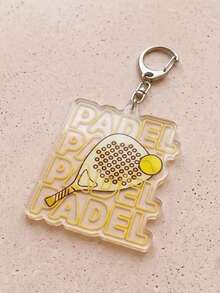 1/6pcs Cute Cartoon Padel Racket Tennis Acrylic Keychain, Fun Sports Style Flork Expression/Racket/Cute Duck Design, Padel Tennis Sports Bag Charm, Car Key Ring Accessory, Ideal Gift For Tennis Players, Sports Enthusiasts, Friends - Multicolor - View 9