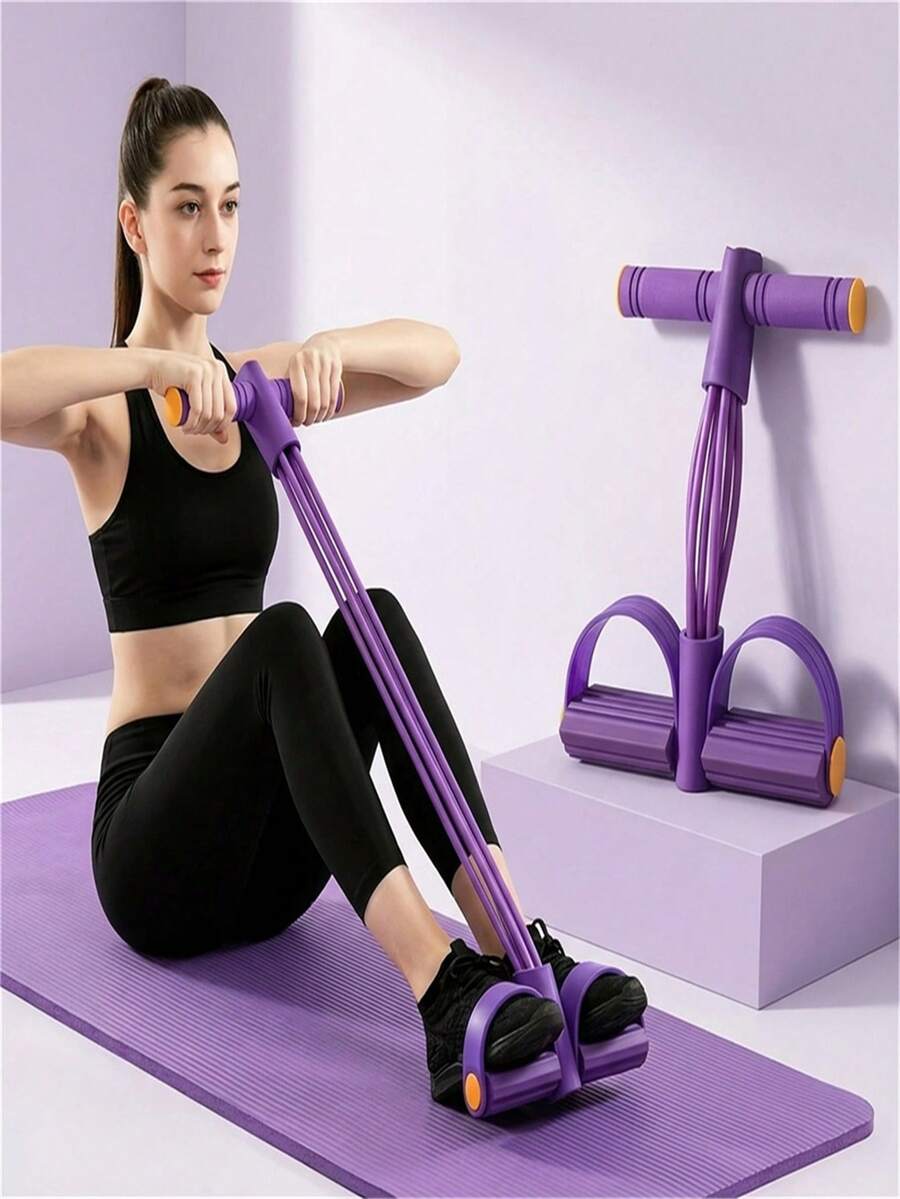 6pcs Elastic Yoga Resistance Bands - Purple PVC Exercise Bands For Core, Arms And Legs Training, Home Fitness Equipment, Multi-Level Tension, Durable Portable Stretch Trainer Suitable For All Fitness Levels, Core Workout, Compact Design, Sturdy Handles, Strength Training