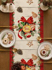 1pc, Christmas Style, Christmas Snowman Print, Christmas Home Decor, Christmas Decorations For Home, Microwave Dust Cover, Rectangular Tablecloth, Washable, Suitable For Home Dinner, Coffee Table, Kitchen And Dining Room Decoration, Table Decor Party And Scene Decoration, Home Decor, Entryway Decor, Fireplace Cloth, Bed Runner - Multicolor - View 3