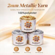 Ruy băng kim loại polyester 2mm 100m, màu xanh sáng & vàng, bền & đa năng, dùng cho đồ thủ công DIY, làm trang sức, gói quà, trang trí Giáng sinh & phụ kiện thủ công, ruy băng gói quà | Ruy băng sáng | Ruy băng bền - nhiều màu - Xem 5