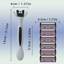 2 Razors + 30 Replacement Blade Heads, Smooth Painless Shaving Kit For Men & Women, Body Hair Removal Razor Set, Reusable & Portable Grooming - Multicolor - View 8