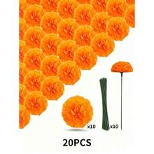 20/40/60 piezas Flores de cempaschil artificiales, paquete grande de tallos de seda de cempaschil, flores artificiales naranjas, para decoracin del hogar de Diwali, corona de cempaschil, decoracin del Da de Muertos, decoracin de estilo mexicano - Naranja - Ver 5