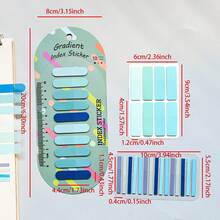 3pcs Assorted Styles Sticky Notes Set, Gradient Macaron Color Green Series, School Student Textbook Reading Marker Tabs, Index Tabs, Holiday Friend Gift, Office Stationery Classification Labels, PET Material Transparent - one-size - View 13