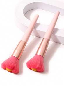 1pc Flower Shaped Wooden Handle Exquisite Soft Powder Blush Brush Face Makeup Brush Nail Cleaning Brush - Multicolor - View 4