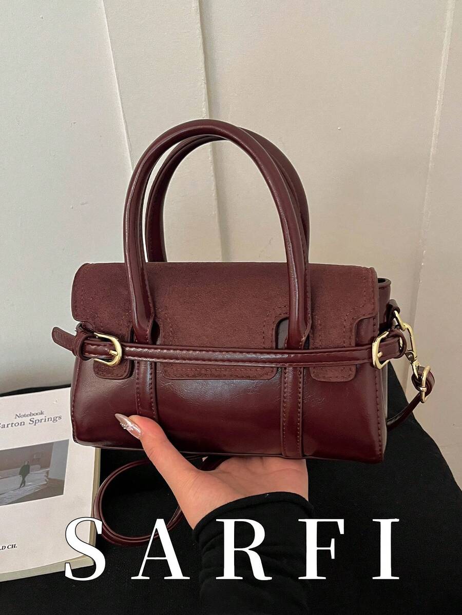 High End Fashionable Coffee Colored PU Material Women's Handbag, Simple And Versatile, Adjustable Shoulder Strap Shoulder Bag/Crossbody Bag - Coffee Brown - View 1