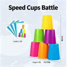 Quick Stacking Cup Challenge Game, Parent-Child Interactive Educational Color Recognition Game - Multicolor - View 8