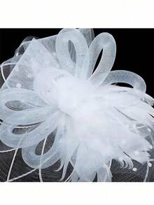 1pc Exquisite Mini Fascinator Hat, Kentucky Derby Style, Suitable For Women Attending Tea Party, Bride Wedding, Halloween, Church Event, Top Hat, Rave Party, Halloween Accessory, Bride-To-Be, Mini Top Hat, Mini Hat, Gift - White - View 7