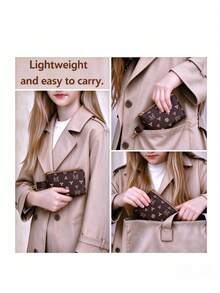 Portable Mini Pocket Wallet Zipper Coin Purse Key Holder Cash Card Organizer Travel Back To School Holiday Essential Gift - Brown - View 2