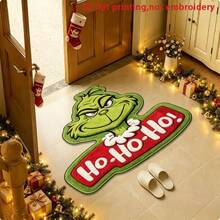 The Grinch 1pc Christmas Ho Ho Ho Shaped Doormat, Non Slip Absorbent Bath Rug, Festive Xmas Home Decor Floor Mat - A - View 9