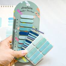 3pcs Assorted Styles Sticky Notes Set, Gradient Macaron Color Green Series, School Student Textbook Reading Marker Tabs, Index Tabs, Holiday Friend Gift, Office Stationery Classification Labels, PET Material Transparent - one-size - View 4