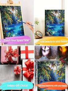 DIY Paint By Numbers Kit, Tropical Fruit Basket On Beach, Summer Still Life Digital Oil Painting, Handmade Home Wall Art Decor - A - View 4