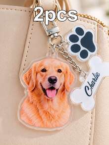 Custom Pet Paw Photo Keychain,Personalized Dog Cat Key Chain,Cute Bag Charm,Customized Pet Name Keychains,Customizable Christmas Gift For Pet Lovers - Multicolor - View 8