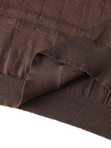 Men's Autumn/Winter Fashion Versatile Solid Color Casual Plaid Button-Up Collar Long Sleeve Sweater, Suitable For Daily Commute - Brown - View 7