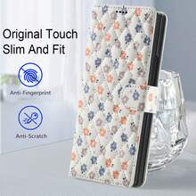 OUKNOEO 隨機印花款適用於 Galaxy Z Fold 8 Ultra 7 6 5 女款短掛繩花卉 RFID 防盜刷卡夾磁吸手機錢包保護殼 - 彩色 - 查看 7