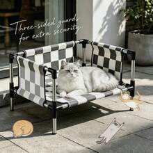 Double-Layer Elevated Pet Bed, Off-The-Ground Cat Bed, Stainless Steel Frame Pet Bed, Suitable For Small And Medium Cats And Dogs - Multicolor - View 3