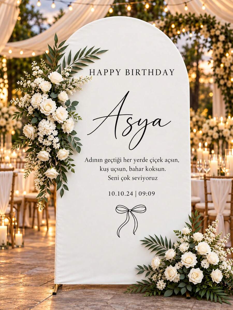 Custom Wedding Arch Fabric Decor Cover, Personalized Photo Name Date Text, Polyester Double-Sided Elastic Backdrop, Wedding Welcome Sign, Spandex, Event Backdrop Curtain - Multicolor - View 1