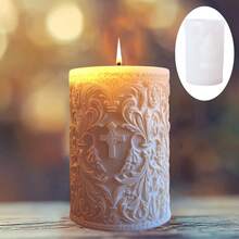 Cross Embossed Cylindrical Aromatherapy Candle Mold, European Vintage ...