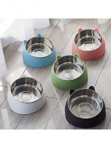 15° Tilted Pet Cat Feeding Bowl With Stainless Steel Bowl, Efficient Neck Protection Anti-Spill Design, Removable For Washing, Suitable For Pets - 100ml - View 5