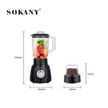 SOKANY185 Multi-Function Juicer With Grinding Cup, 2-In-1 Juicing And Grinding Function, 2-Speed Adjustable, 1.6L Large Capacity, Suitable For Juice Extractor/Food Processor/Coffee Bean Grinder - Black - View 2