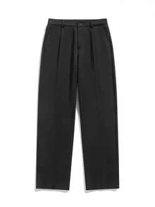 Men's Long Pants, Elastic Waist Casual Trousers, Loose Fit Solid Color Bottoms, Suitable For Daily Outings, Office Commute, Weekend Gatherings, City Street Strolling, Dating, Travel Vacation, Campus Wear, Classic Long Pants With Back Pockets - Black - View 8