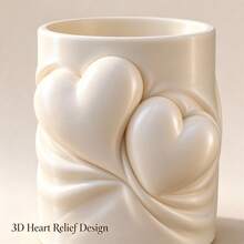 1pc 3D Heart Relief Makeup Brush Holder, Ruffled Cylindrical Vanity Organizer, Aesthetic Cosmetic Storage Cup For Desk Dresser, Home Decor & Bathroom Accessories - Multicolor - View 5