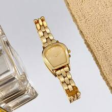 1pc Women's Gold-Tone Arch Dial Watch With Heavy-Duty Bracelet, Luxury Quartz Watch - Gold - View 4
