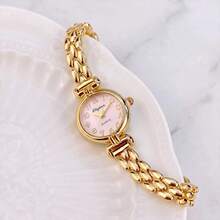 1pc Women's Pink Wheat Ear Strap Small Dial Design Luxury Vintage Style Quartz Watch - Pink - View 4