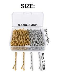 100pcs Wavy Hair Clips With Transparent Storage Box, Metal Wavy Hair Clips With Water Drop Round Head, Non-Slip Metal Hair Clips Suitable For Women And Girls, Fashion Hair Clips For Bangs, Bun, Updo Styling, Gold/Silver/Coffee Mixed Colors - Multicolor - View 6